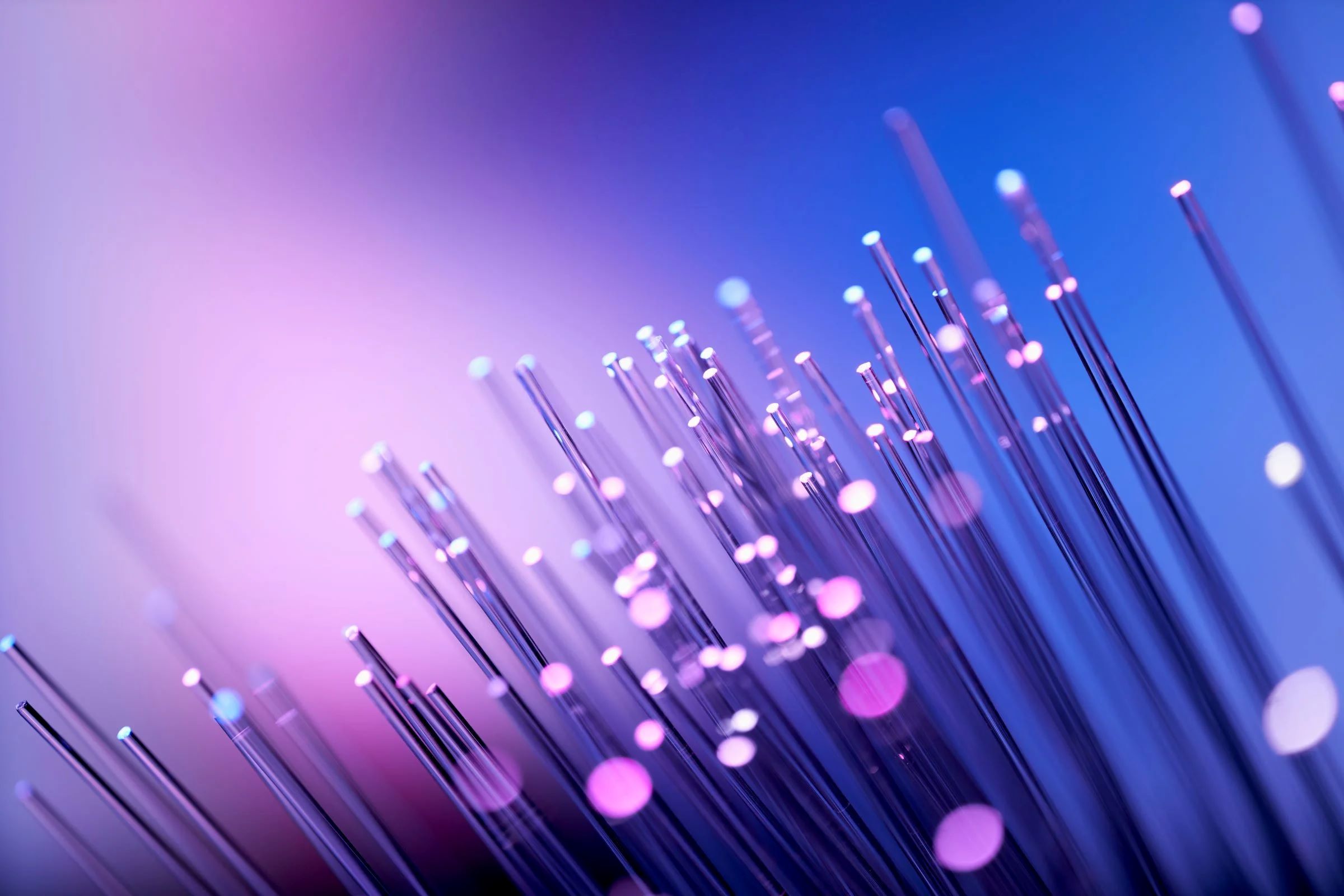 Fiber optics abstract background - Purple Blue Data Internet Technology Cable.