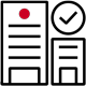 Icon of a building with a checkmark