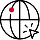 Icon of a mouse arrow clicking on a globe